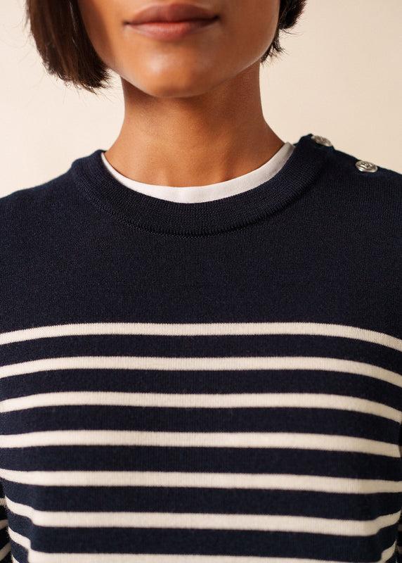 Saint James Marée Long Knitted Dress NAVY/ECUME