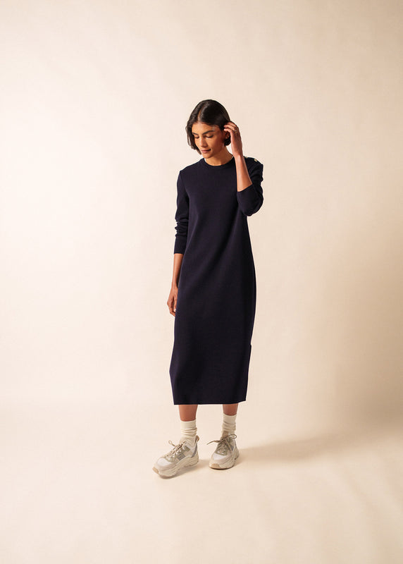 saint james Marée Long Knitted Dress NAVY