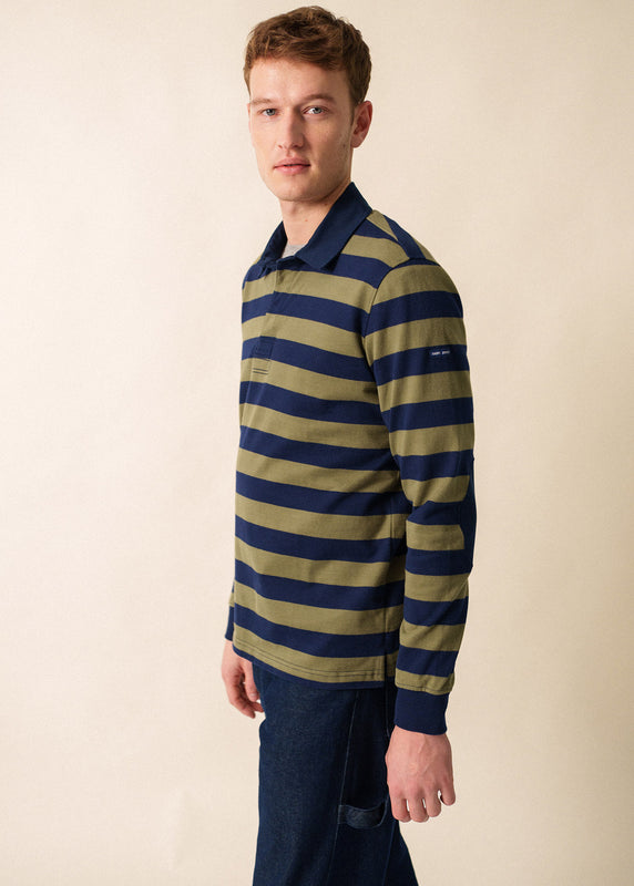 saint james Mathis striped polo AMIRAL/FOUGERE