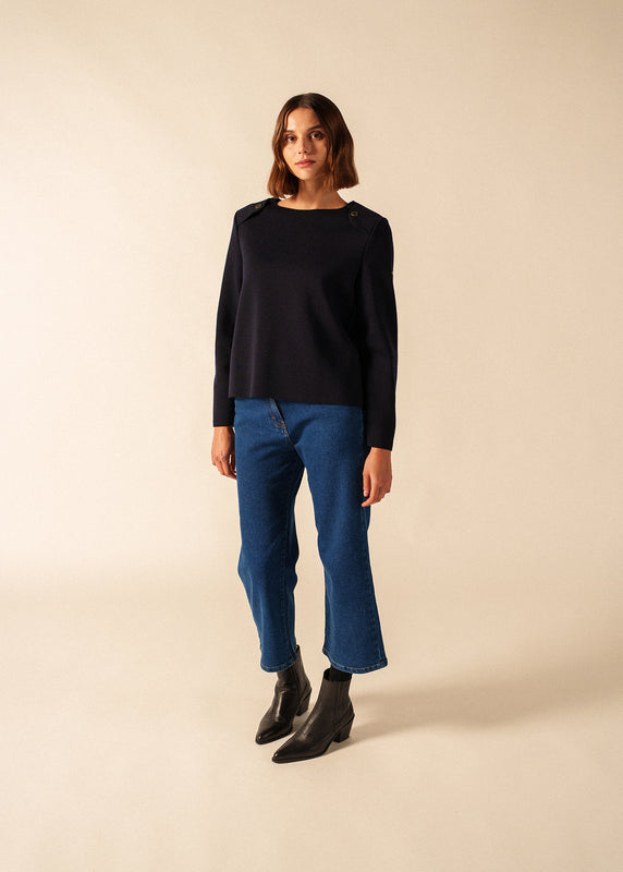 Saint James Modane Buttoned Jumper NAVY