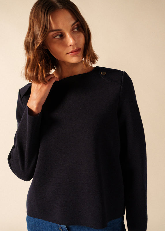 saint james Modane buttoned jumper NAVY