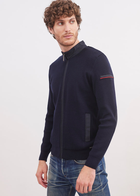 saint james Navigateur zipped cardigan NAVY