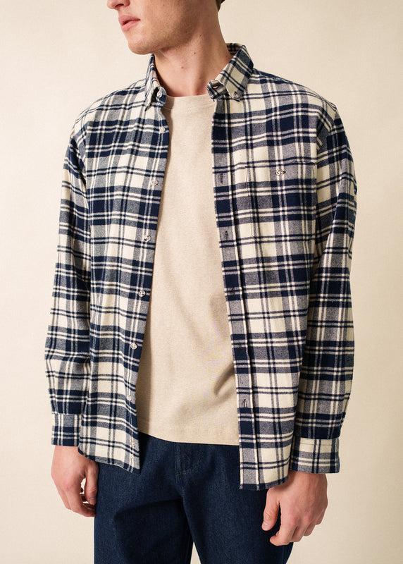 Saint James Nico Checked Shirt AMIRAL/ECUME
