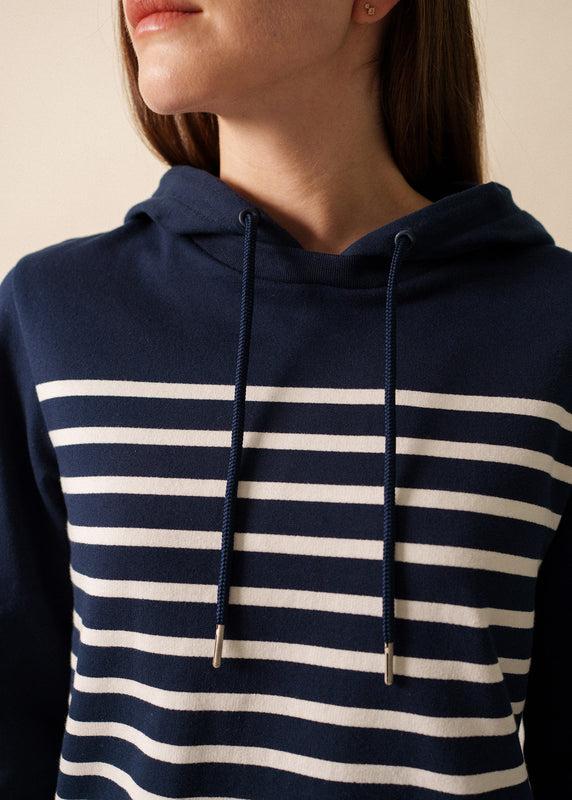 Saint James Norah Striped Hoodie AMIRAL/ECUME