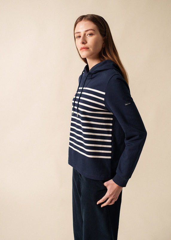 saint james Norah striped hoodie AMIRAL/ECUME