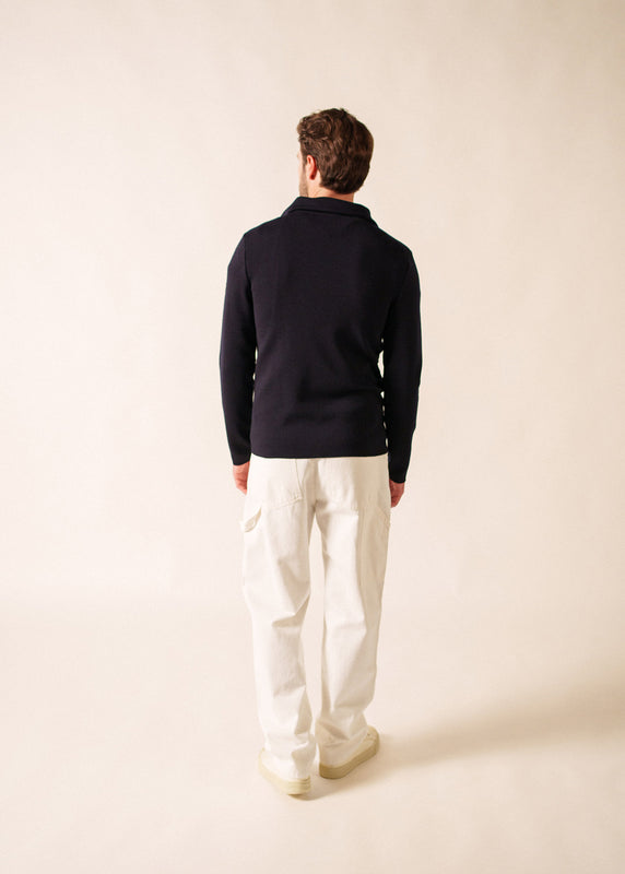 Saint James Passerelle Trucker Jumper – Wool NAVY