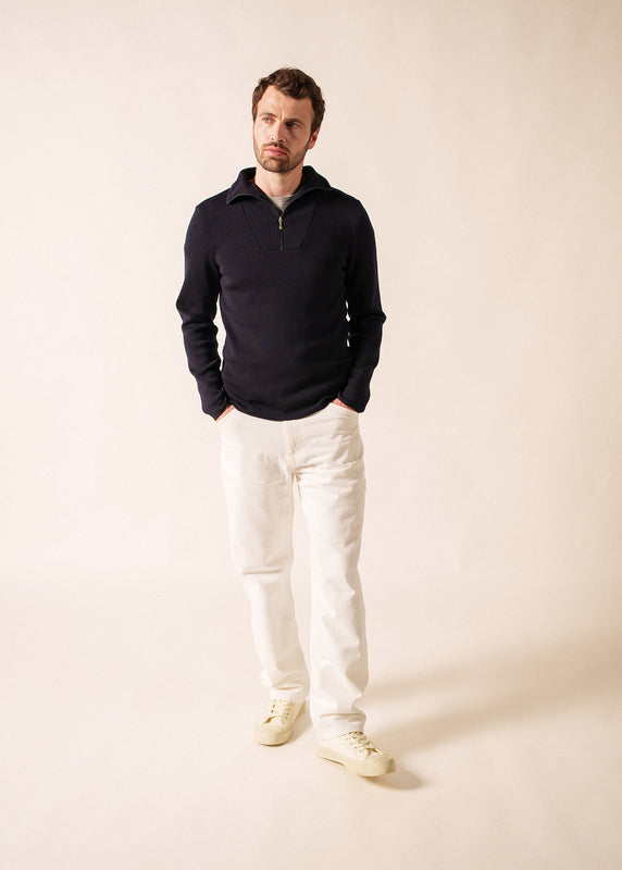 Saint James Passerelle Trucker Jumper – Wool NAVY