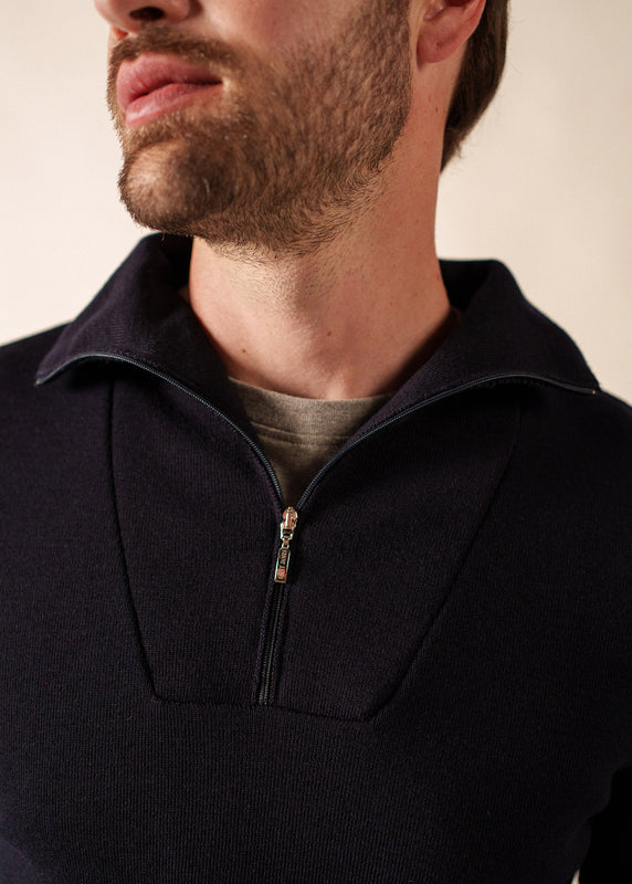 Saint James Passerelle Trucker Jumper – Wool NAVY