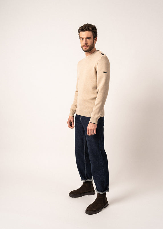 Saint James Rives Sailor Jumper In Wool BEIGE/NAVY