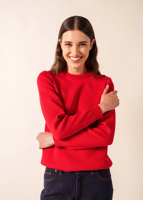 saint james Rochefort plain sailor jumper ROUGE