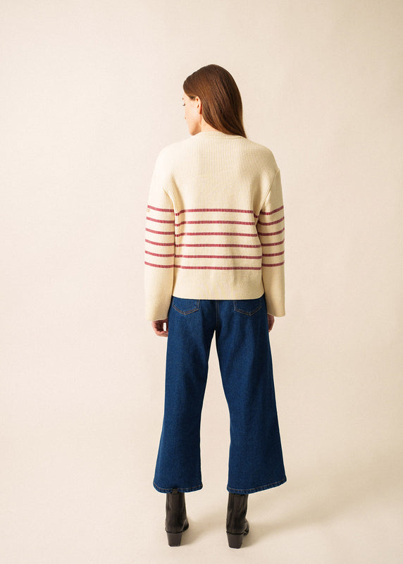 Saint James Rumilly Striped Jumper ECRU/PERSAN