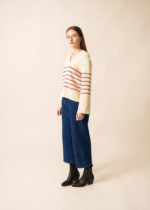 Saint James Rumilly Striped Jumper ECRU/PERSAN