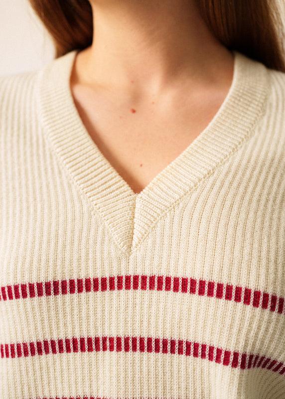 Saint James Rumilly Striped Jumper ECRU/PERSAN