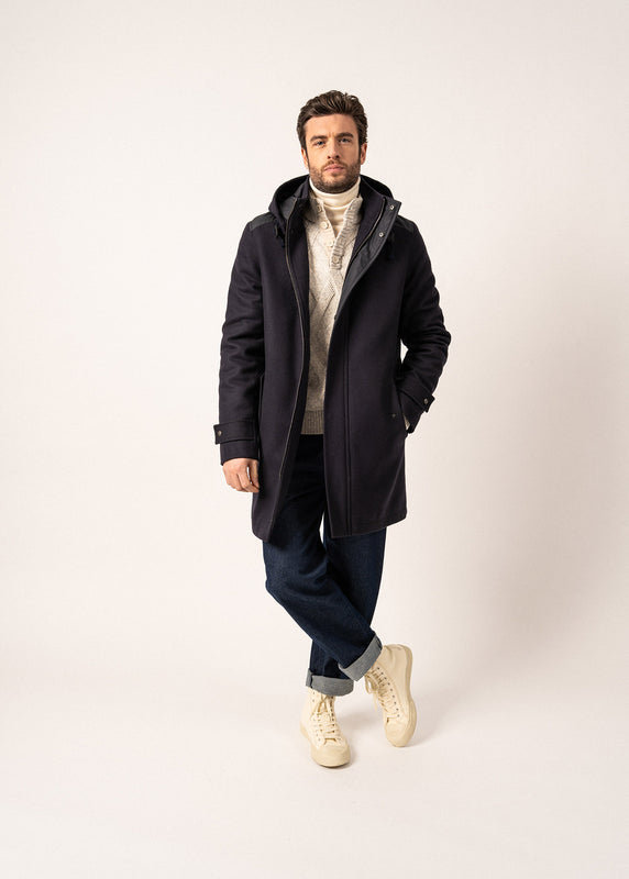 Saint James St Sydney Long Wool Coat NAVY