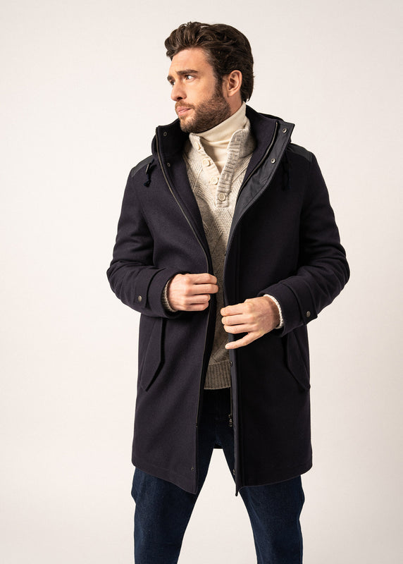 saint james St Sydney Long Wool Coat NAVY