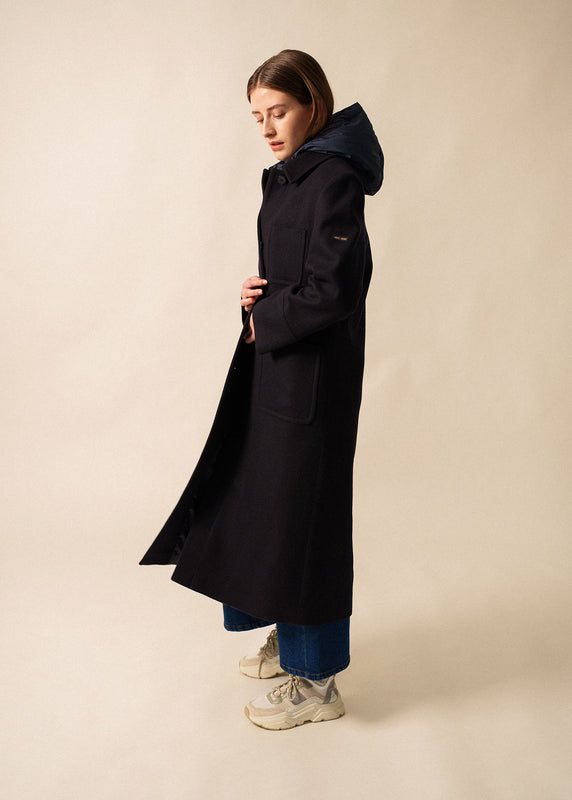 saint james Ste Klervy long coat NAVY