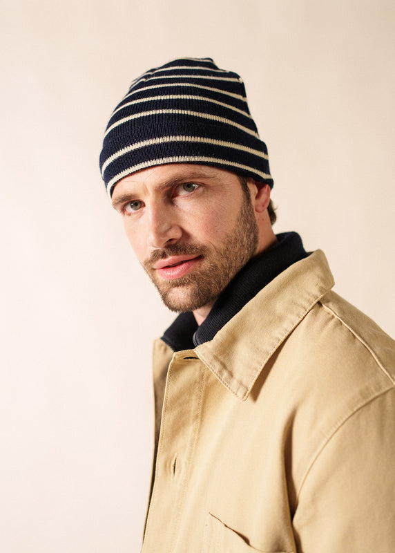 Saint James Striped Sailor Hat MARINE/ECRU