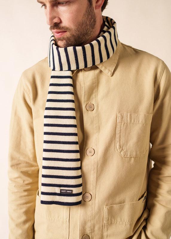 Saint James Striped Scarf ECRU/MARINE