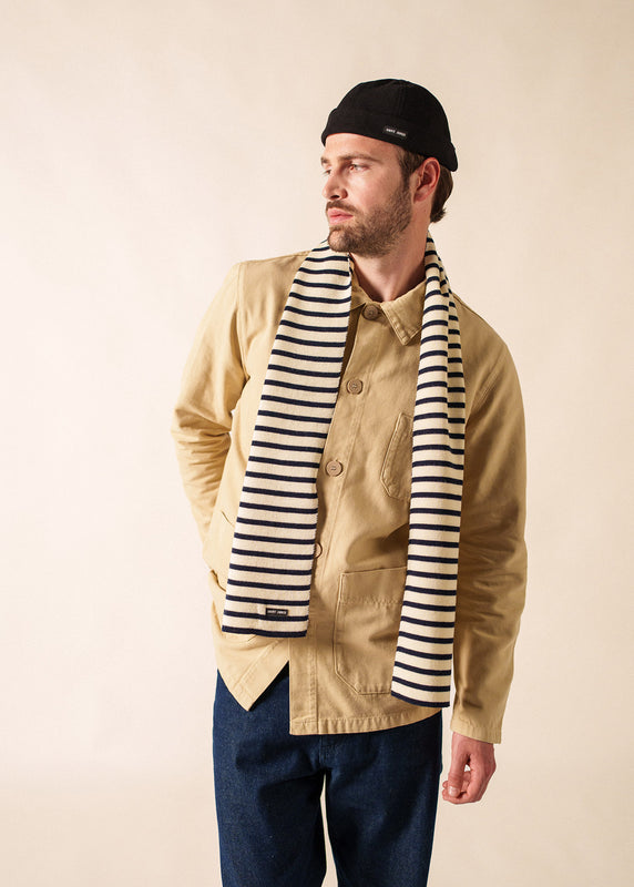 Saint James Striped Scarf ECRU/MARINE