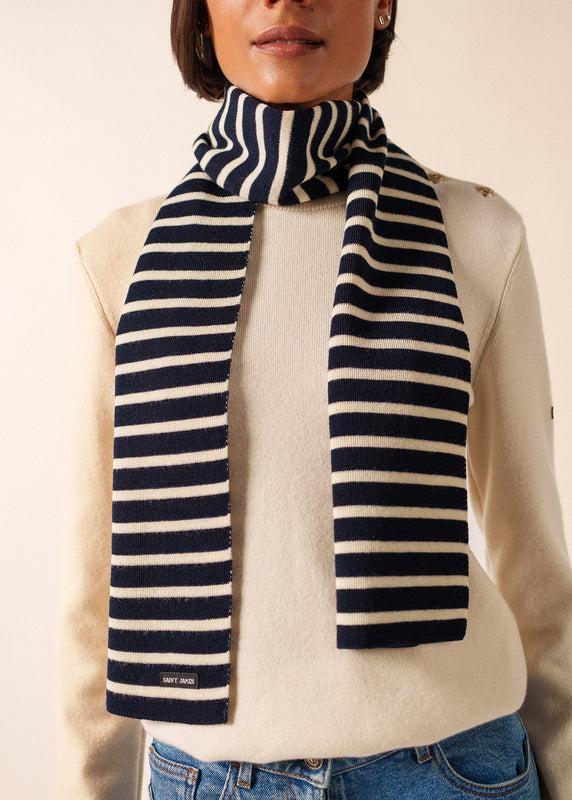 Saint James Striped Scarf MARINE/ECRU
