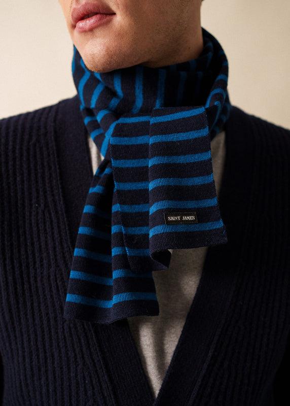 Saint James Striped Scarf MARINE/LAC