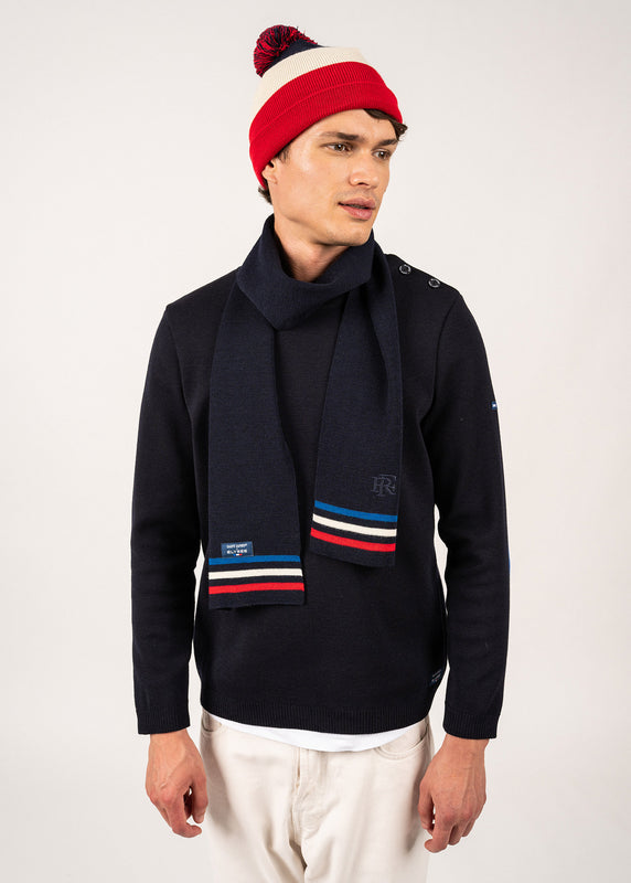 Saint James Tricolour Wool Scarf MARINE