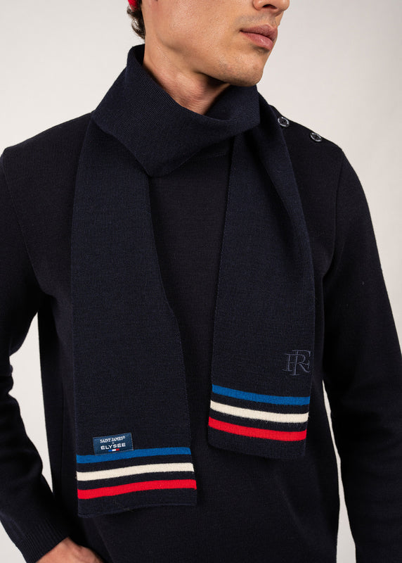Saint James Tricolour Wool Scarf MARINE