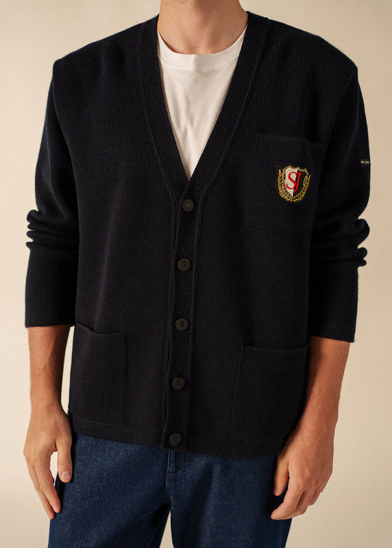 Saint James Yachting Réédit Wool Cardigan NAVY