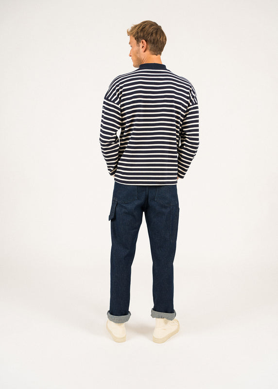 Saint James Seine Oversize Sailor Striped Shirt NAVY/ECRU