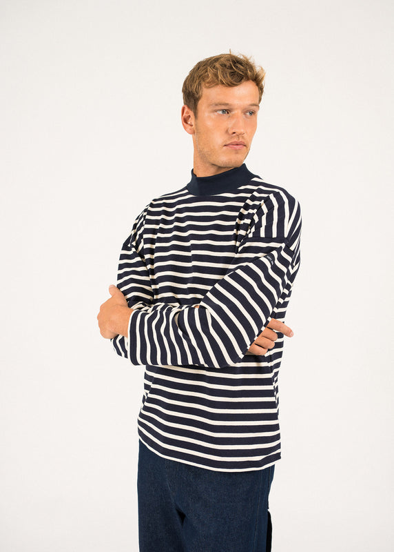 saint james Seine oversize sailor striped shirt NAVY/ECRU