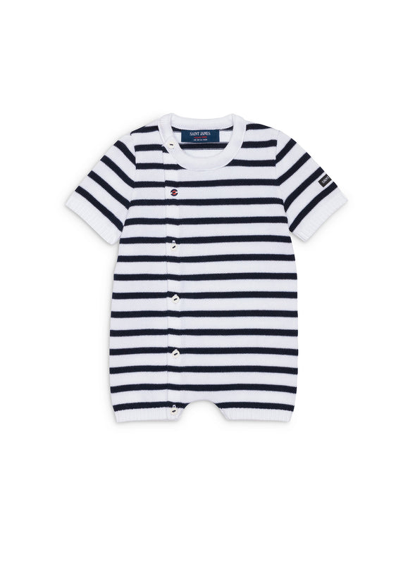 saint james Striped Baby Romper – cotton BLANC/MARINE