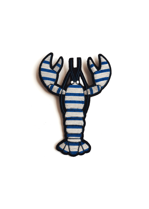 Saint James Striped Lobster Embroidered Brooch BLEU/BLANC