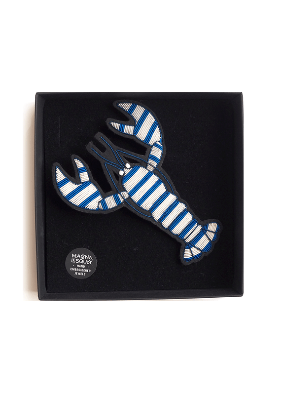 Saint James Striped Lobster Embroidered Brooch BLEU/BLANC