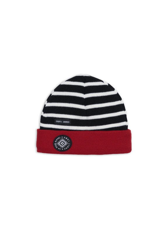saint james Striped Wool Kids Beanie NAVY/BLANC/TULIPE