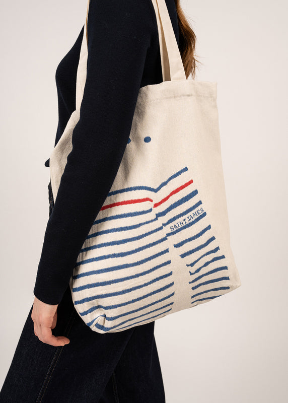 Saint James Tote Bag In Recycled Cotton ECRU/GITANE