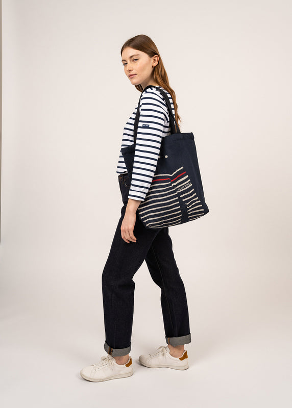 Saint James Tote Bag In Recycled Cotton MARINE/ECRU