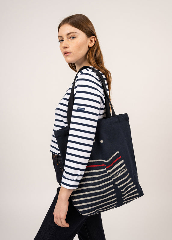 saint james Tote bag in recycled cotton MARINE/ECRU