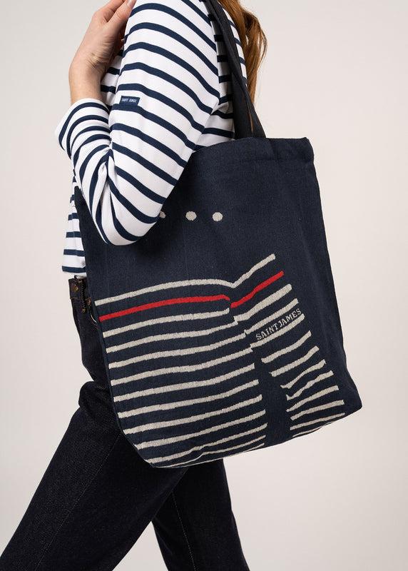 Saint James Tote Bag In Recycled Cotton MARINE/ECRU