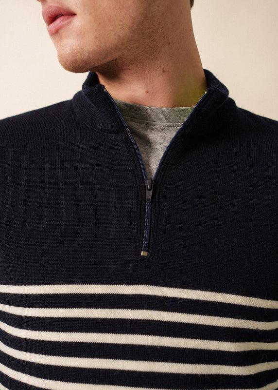 Saint James Val Thorens Trucker Striped Jumper MARINE/ECRU/TONIC