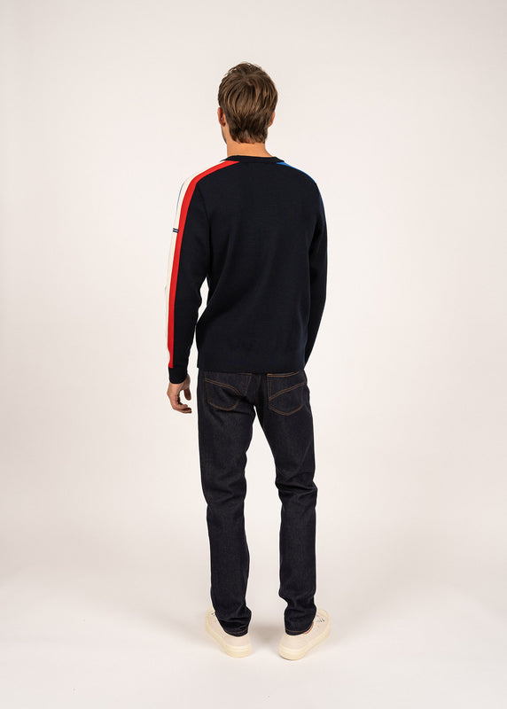 Saint James Wool Raglan Sleeve Jumper NAVY/GITANE/ECUME/TULIPE