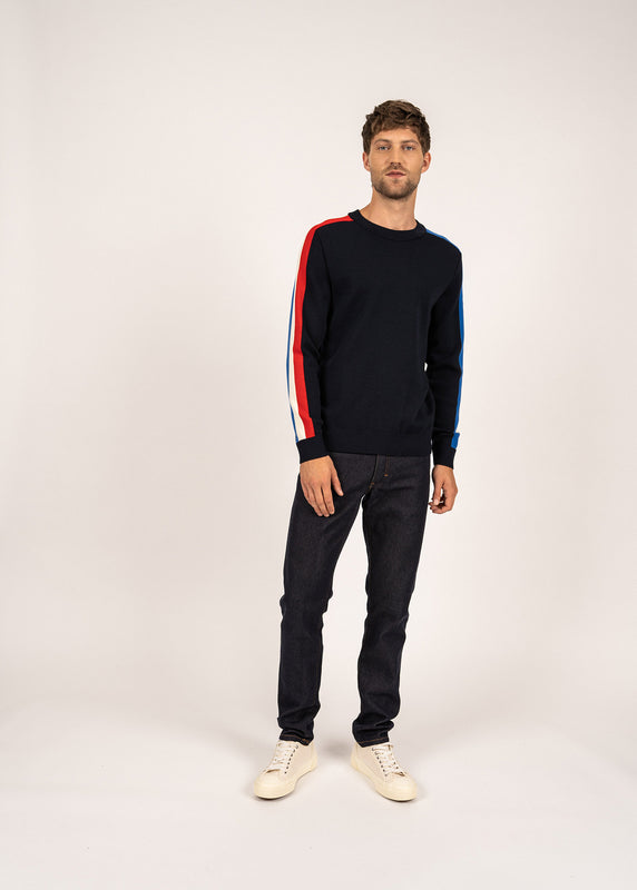 Saint James Wool Raglan Sleeve Jumper NAVY/GITANE/ECUME/TULIPE