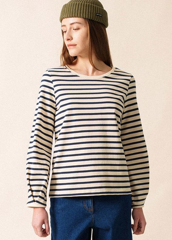 saint james Yvoire sailor striped shirt – balloon sleeves ECRU/MARINE