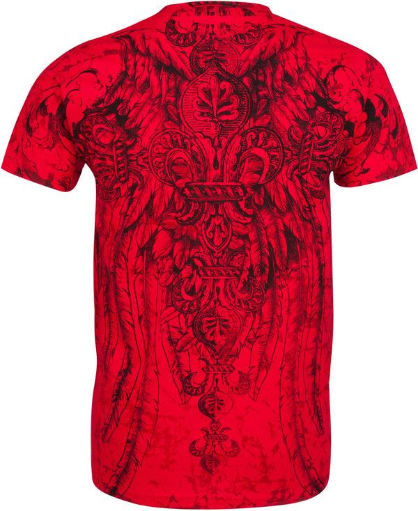 Sakkas Men's Silver Metallic Embossed Fleur De Lis Cross Cotton Fashion T-shirt By Sakkas