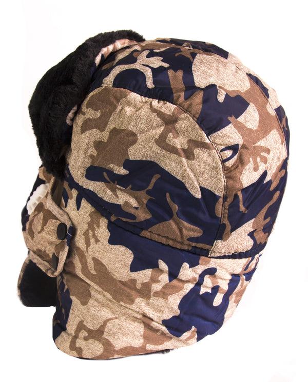 Sakkas Sakkas Alex Ushanka Trapper Hat Removable Mask Faux Fur Winter Aviator Russian Hat Windproof Cold Weather For Men & Women
