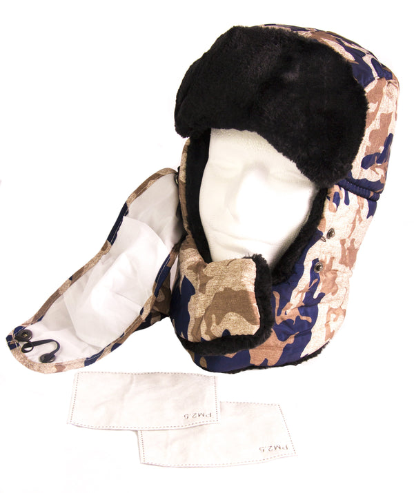 Sakkas Sakkas Alex Ushanka Trapper Hat Removable Mask Faux Fur Winter Aviator Russian Hat Windproof Cold Weather For Men & Women