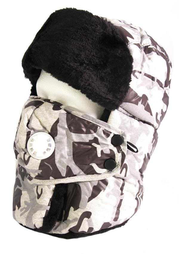Sakkas Sakkas Alex Ushanka Trapper Hat Removable Mask Faux Fur Winter Aviator Russian Hat Windproof Cold Weather For Men & Women