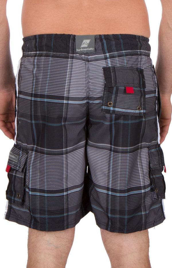 Sakkas Sakkas Axel Plaid Stretch Waistband No Wet Swim Trunk/ Boardshorts