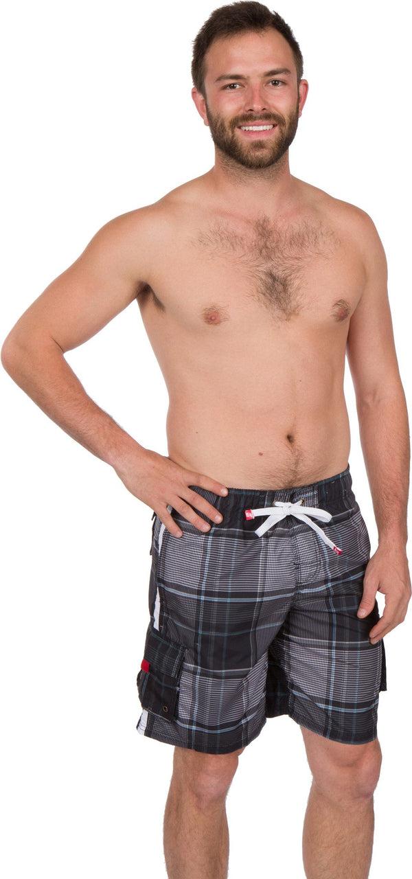 Sakkas Sakkas Axel Plaid Stretch Waistband No Wet Swim Trunk/ Boardshorts