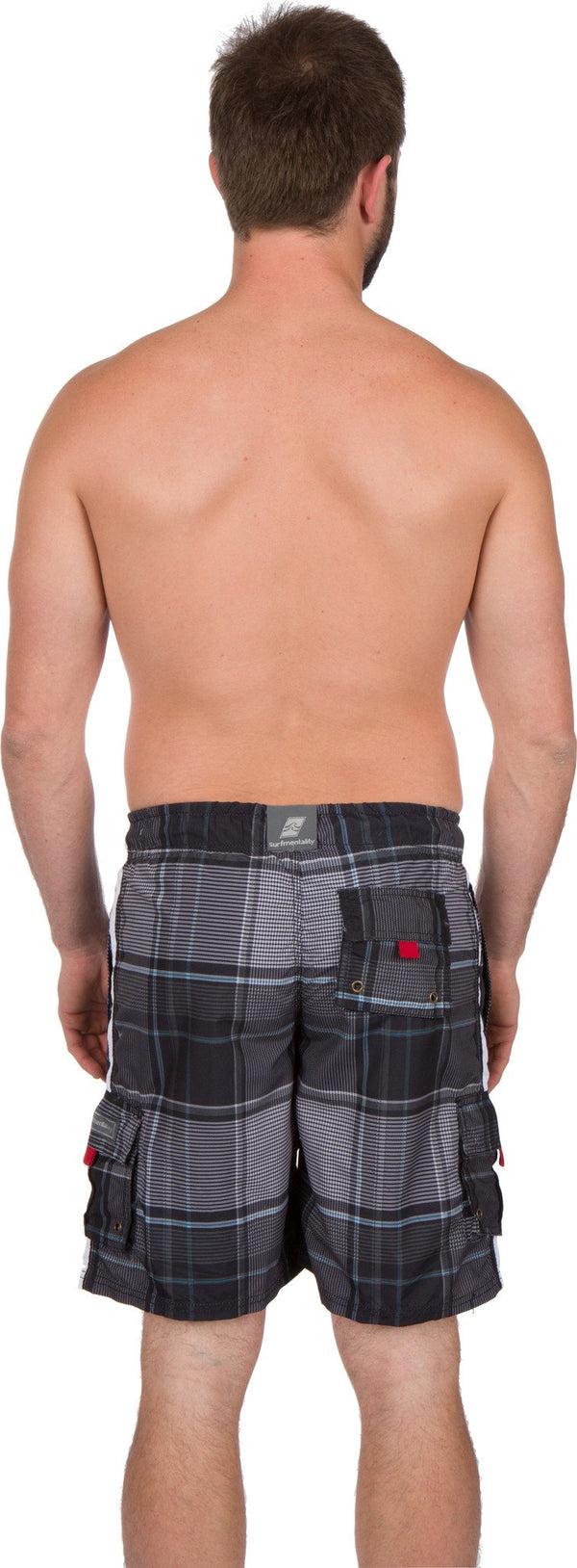 Sakkas Sakkas Axel Plaid Stretch Waistband No Wet Swim Trunk/ Boardshorts