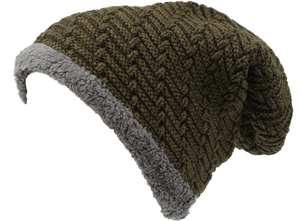Sakkas Sakkas Baldo Chunky Knit Faux Mint Lined Slouchy Hat Warm Unique Soft Unisex